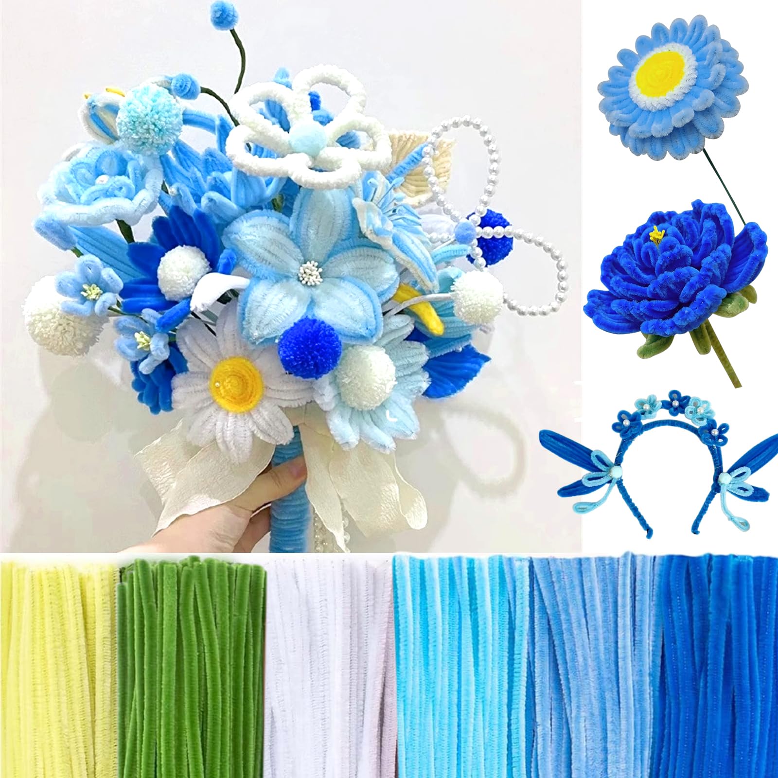 

Pipe Cleaners Craft for Flowers, Pastel Chenille Stems for DIY Art Projects Creative Gift, Bulk Fuzzy Pipe Cleaner Flower Kit, Ideals for Party Decor