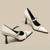 2026 New French Pointed Toe Rivet High Heels for Spring and Autumn Women's Stiletto Beautiful Shallow Mouth Strap Single Shoes