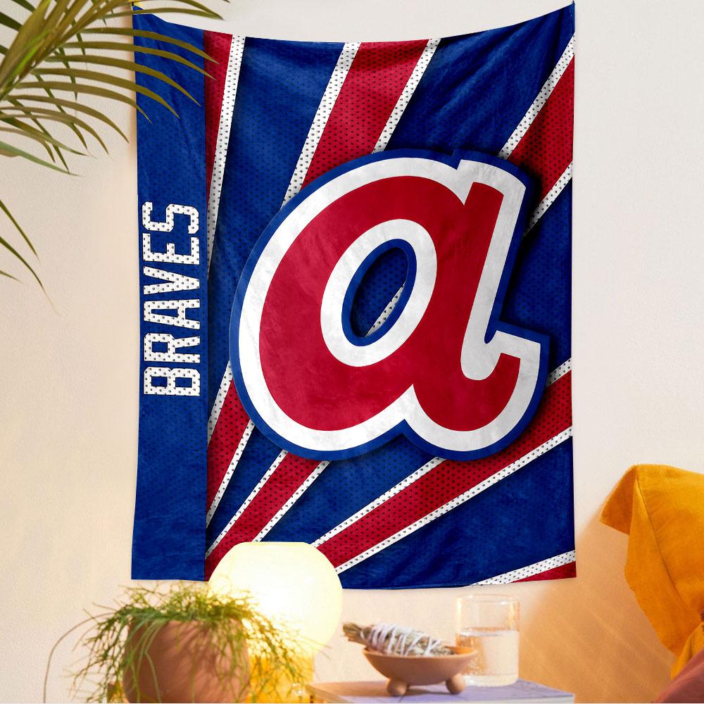 Atlanta Braves Tapestry Wall Hanging, MLB Baseball Team Logo Poster, Sports Wall Decor for Bedroom Living Room Dorm