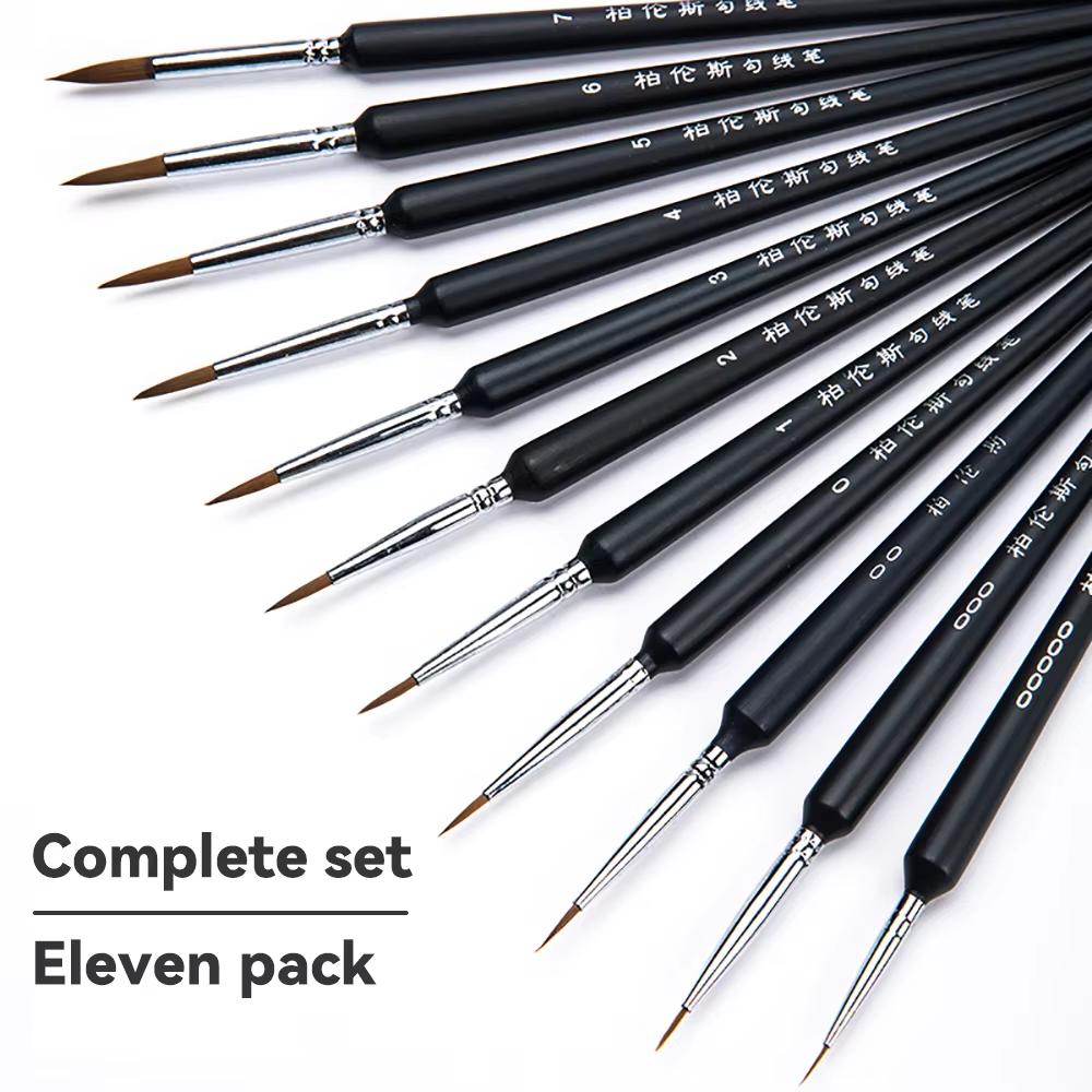 Borrence 11pcs Hook Line Pen art painting brushes weasel hair paint brush gouache watercolor oil paints artists Hand Painted