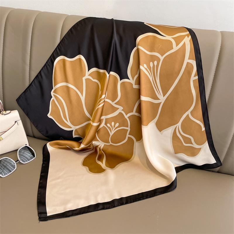 Nový hedvábný šátek čtvercový šátek pro ženy, čelenka, vlasový zábal, tištěný dámský šátek, módní hidžáb, šátek