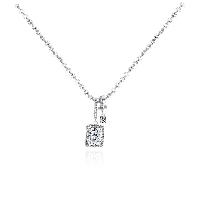 

925 Sterling Silver Aurora Zircon Cube Necklace - Simple Retro Clavicle Chain, Perfect Gift for Her on Chinese Valentine s Day Aurora Sugar Cube Necklace; 925 Silver