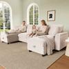 Modern U-shaped Sofa Made of Chenille (2-seater + Two Chaise Longues), with Fold-open Storage, 1 USB Port, 1 Type-C Port, Beige, 279 X 135 X 84 Cm