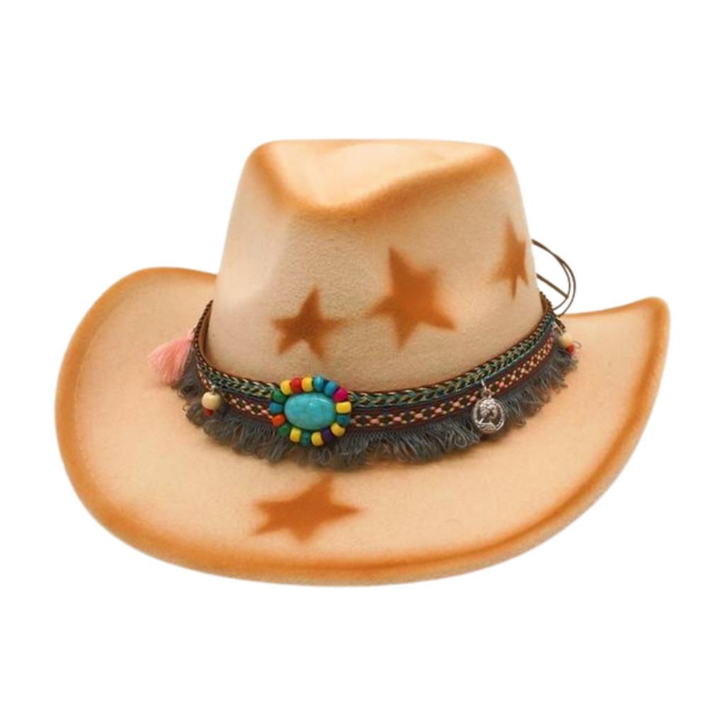 European And American Cross-Border Hot-Selling Men'S And Women'S Curled-Brimmed Jazz Hats, Tibetan Top Hats, Grassland Western Cowboy Hats, Turquoise
