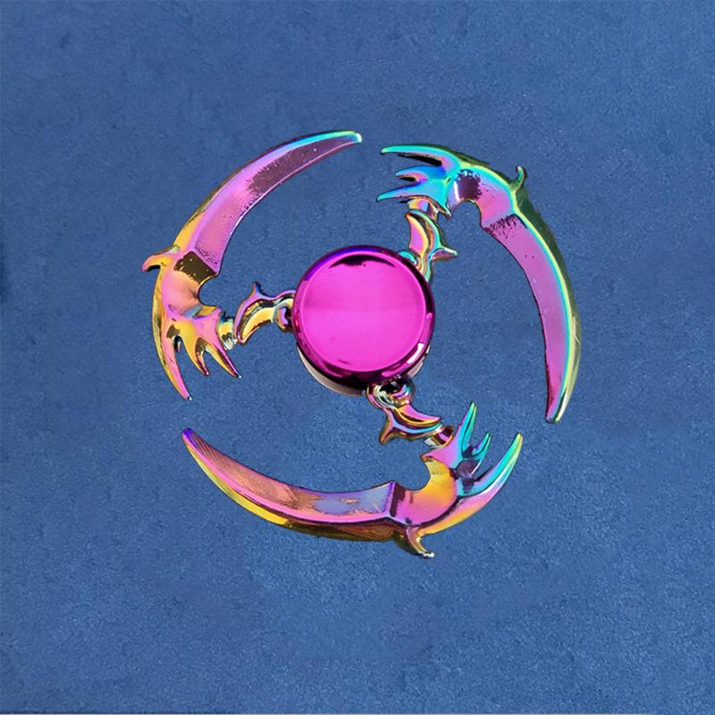 Colorful Zinc Alloy Fidget Spinner: Black Tech Stress-Relief Toy for Students and Kids.