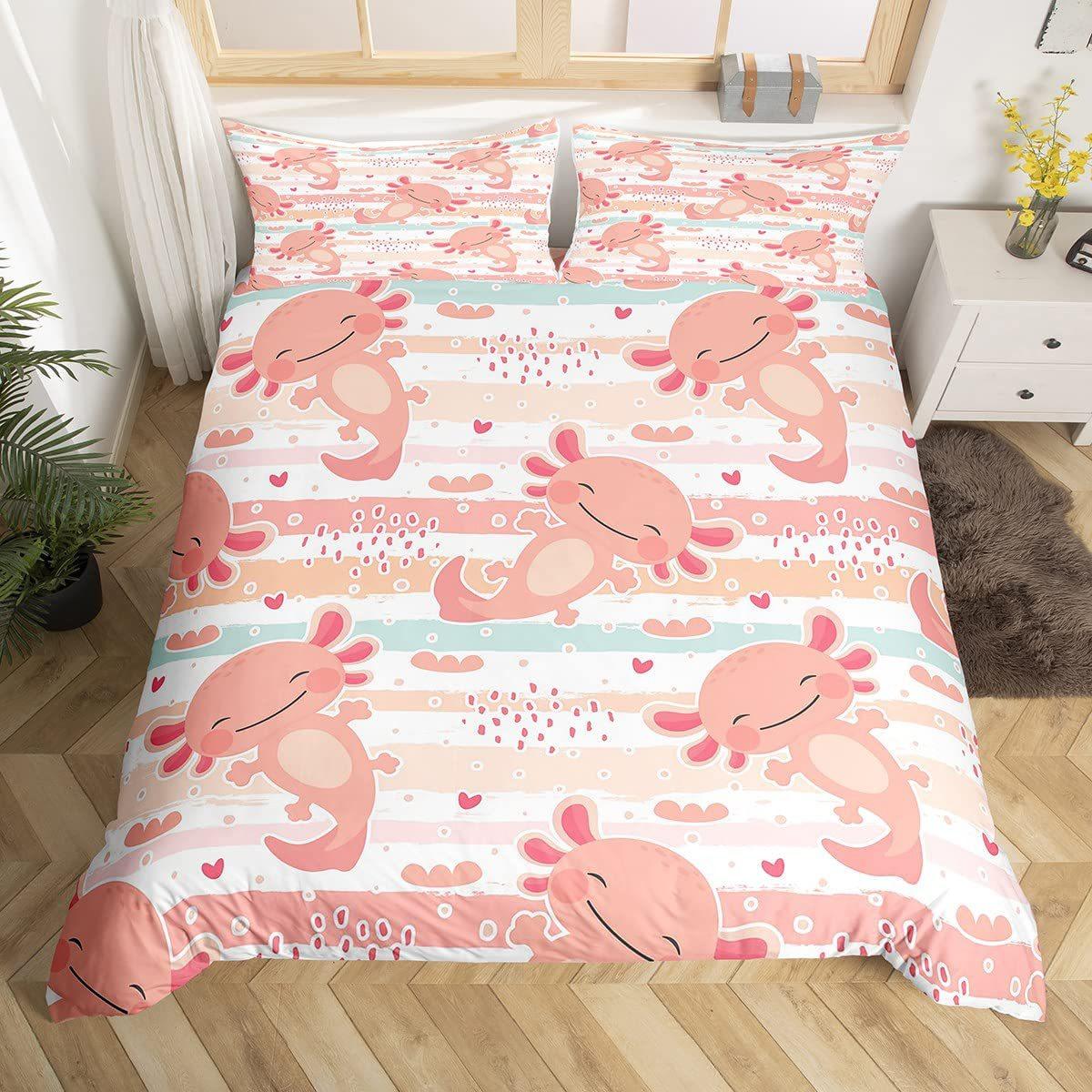 

Salamander Cute Down Quilt Cover For Bedroom Room Decoration Soft And Comfortable Quilt Cover Three-Piece Set EU single 135*200