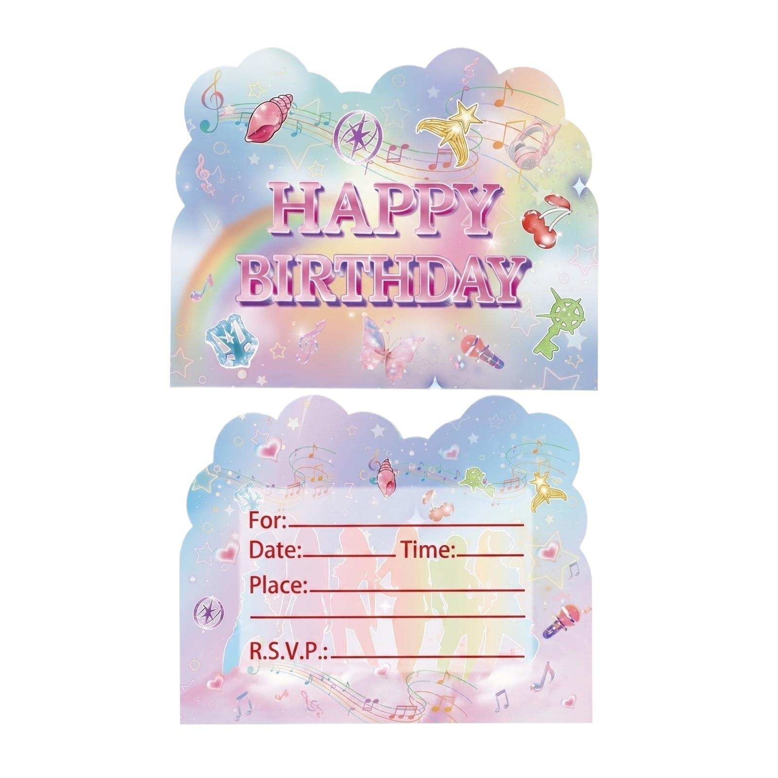 

Birthday party invitation cards set for kids and adults with musical and star patterns suitable for multiple birthday party invitation cards occasions one size