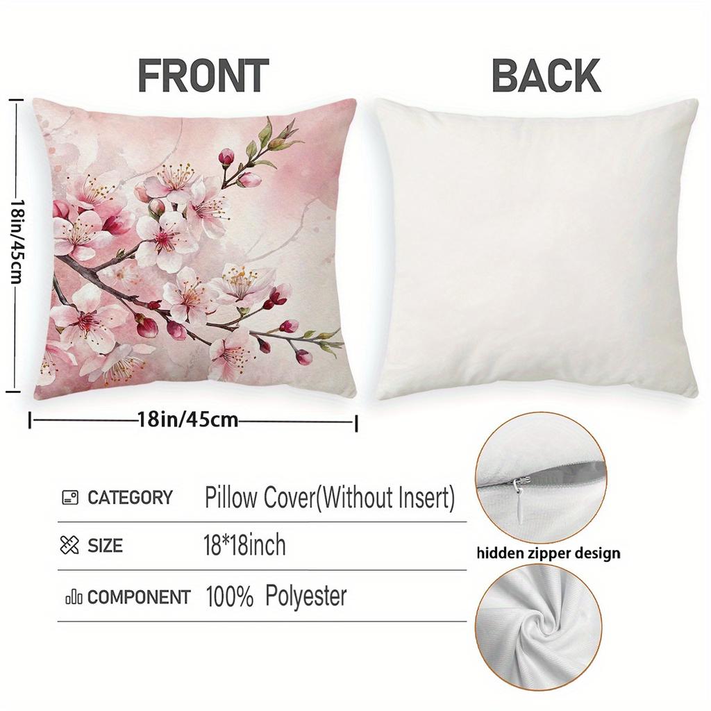 1/4pcs Pink Blossom and Butterfly Printed Pillowcases for Cozy Home Sofa cushion cover home bedroom room decoration
