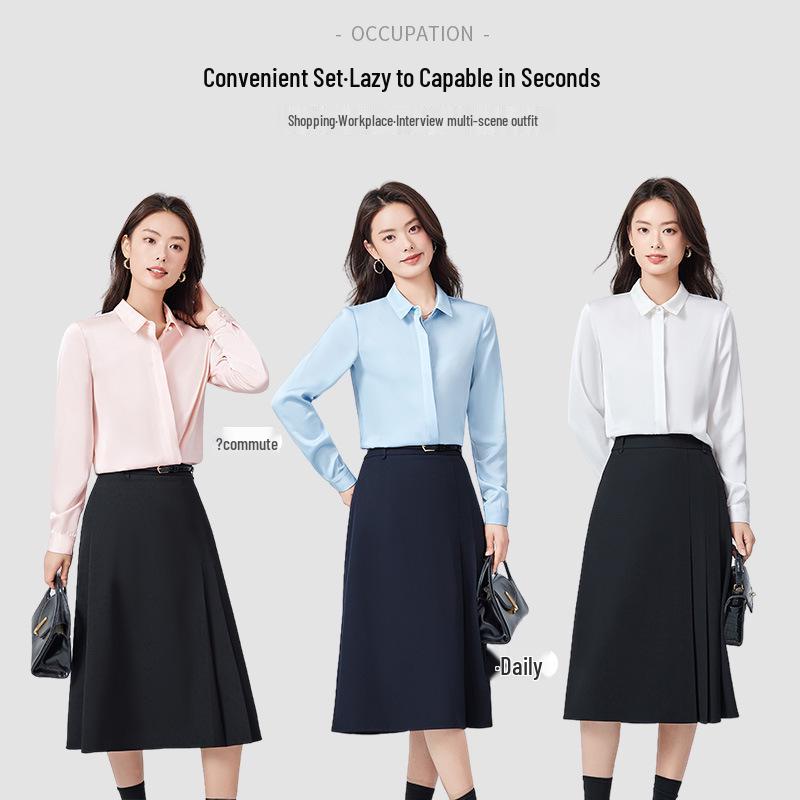 

2024 Женская формальная белая рубашка - Весенне-осенняя деловая одежда для работы и собеседований L