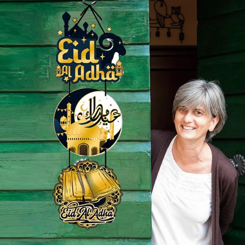 Eid Mubarak Door Plaque Hanging Ramadan Decoration 2025 Decoration DIYs Ramadan Party Supplies Islamic Home Decoration Sign
