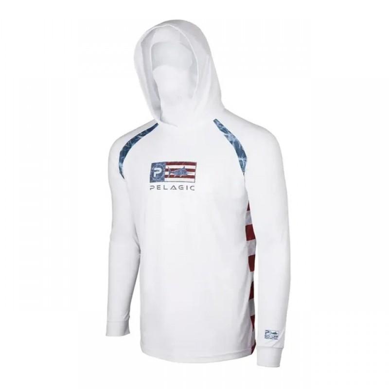Mens UPF 50 Long Sleeve Fishing Shirt With Hood Face Cover Sun Protection Outdoor Sportswear Summer