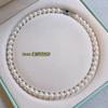 Bordeaux Red Diamond Buckle Strong Light Shijia Pearl Necklace Women'S Light Luxury Temperament Blue Diamond Buckle Pearl