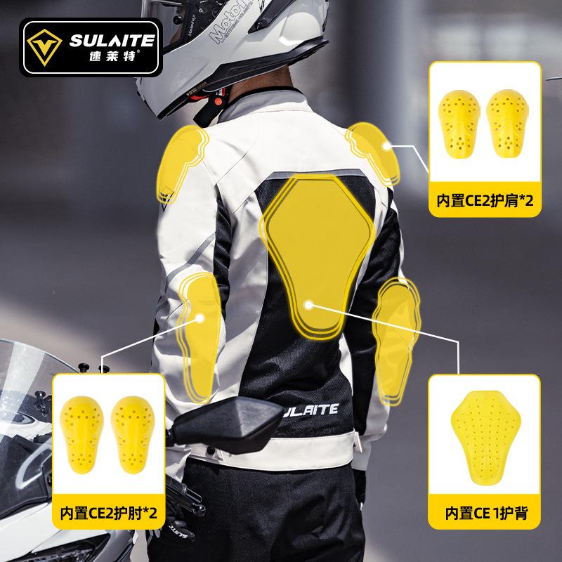 SULAITE Motorcycle Riding Jacket Summer Breathable Mesh Anti Fall Protective Jacket For Off Road Street Racing Commuting Rider