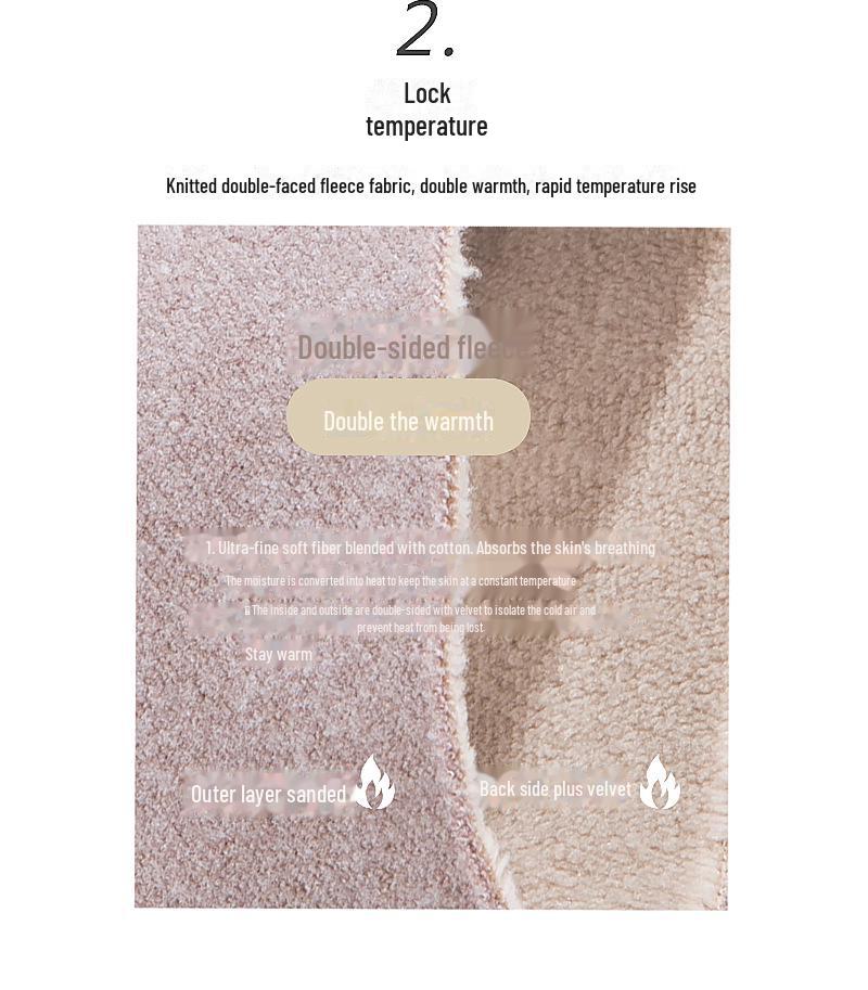 Damen Lammfell Thermo Unterwäsche Anzug, Plus Samt Verdickt, Nahtlos, Große Größe Basisschicht für Herbst/Winter.