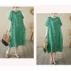 Summer New Spot Retro Flower Literary Women Temperament Knee-length Mid-length Dresses
