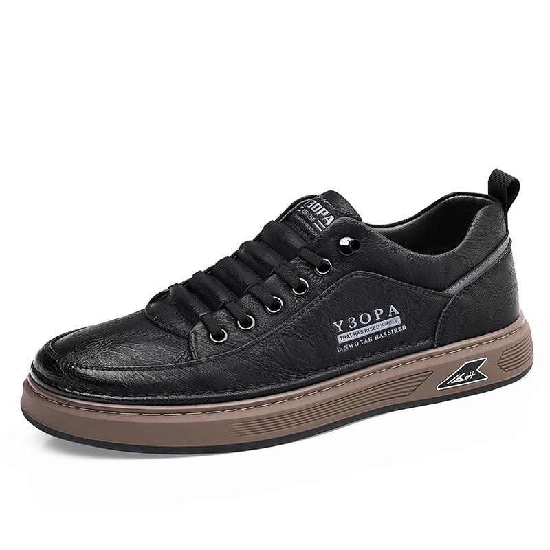 Men s Trendy Korean Style Genuine Leather Casual Retro White Shoes 43