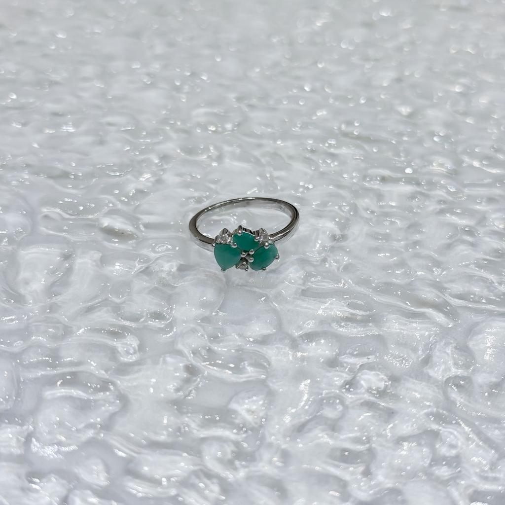 Silver Ring with Natural Emerald, Cubic Zirconia, Weight of the Product 2.4 G (2172291)