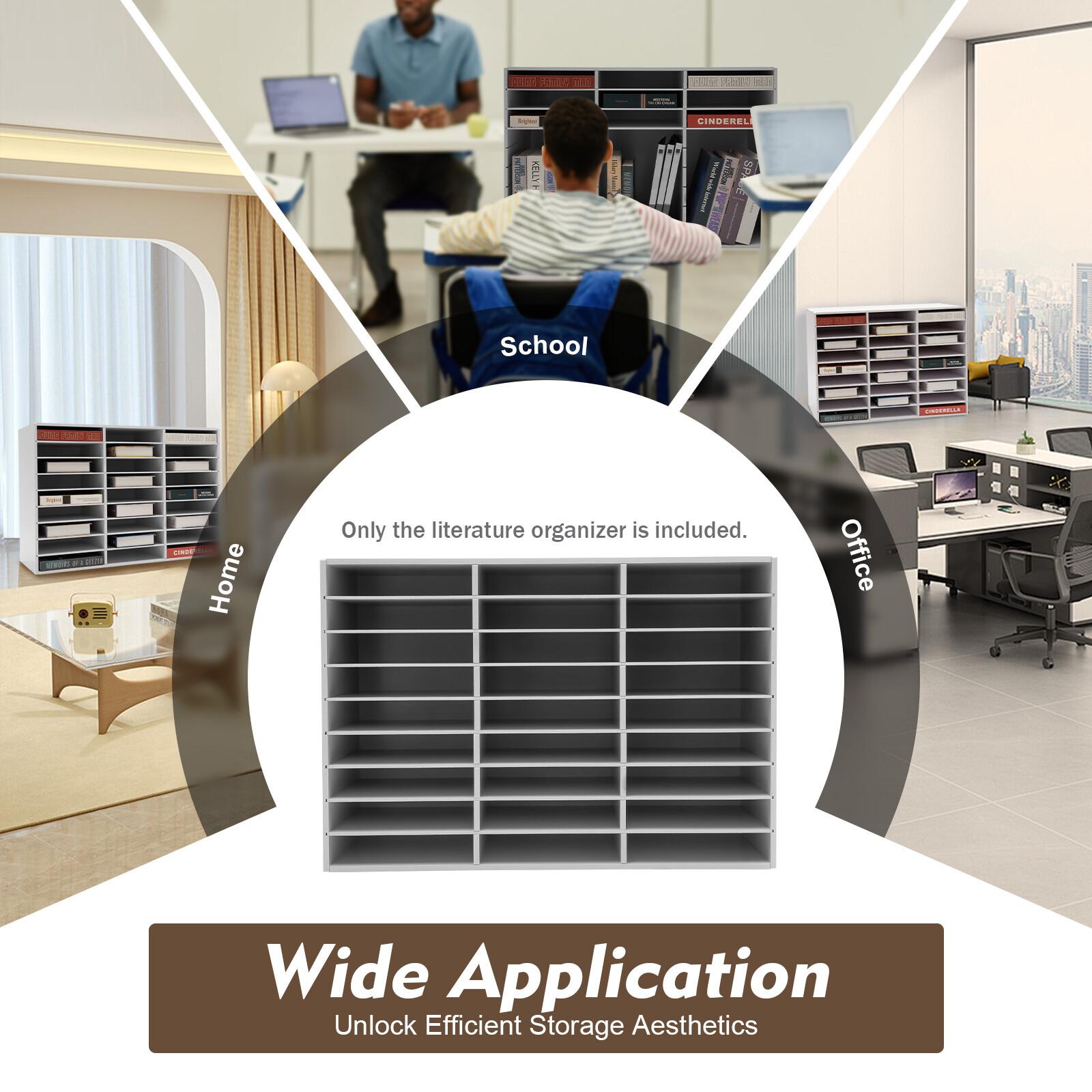 27 Slot Literature Organizer White Classroom Mail Sorter Adjustable File Organizer Desktop Office Storage Rack United States