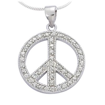 [J5306] - Silver Pendant 'Peace' Silver White (rhodium-plated) - 2 Cm
