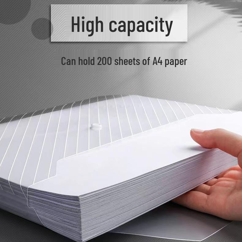 A4 Transparent Snap Button File Bag - Waterproof Test Paper Storage & Archive Folder for Students and Office Supplies