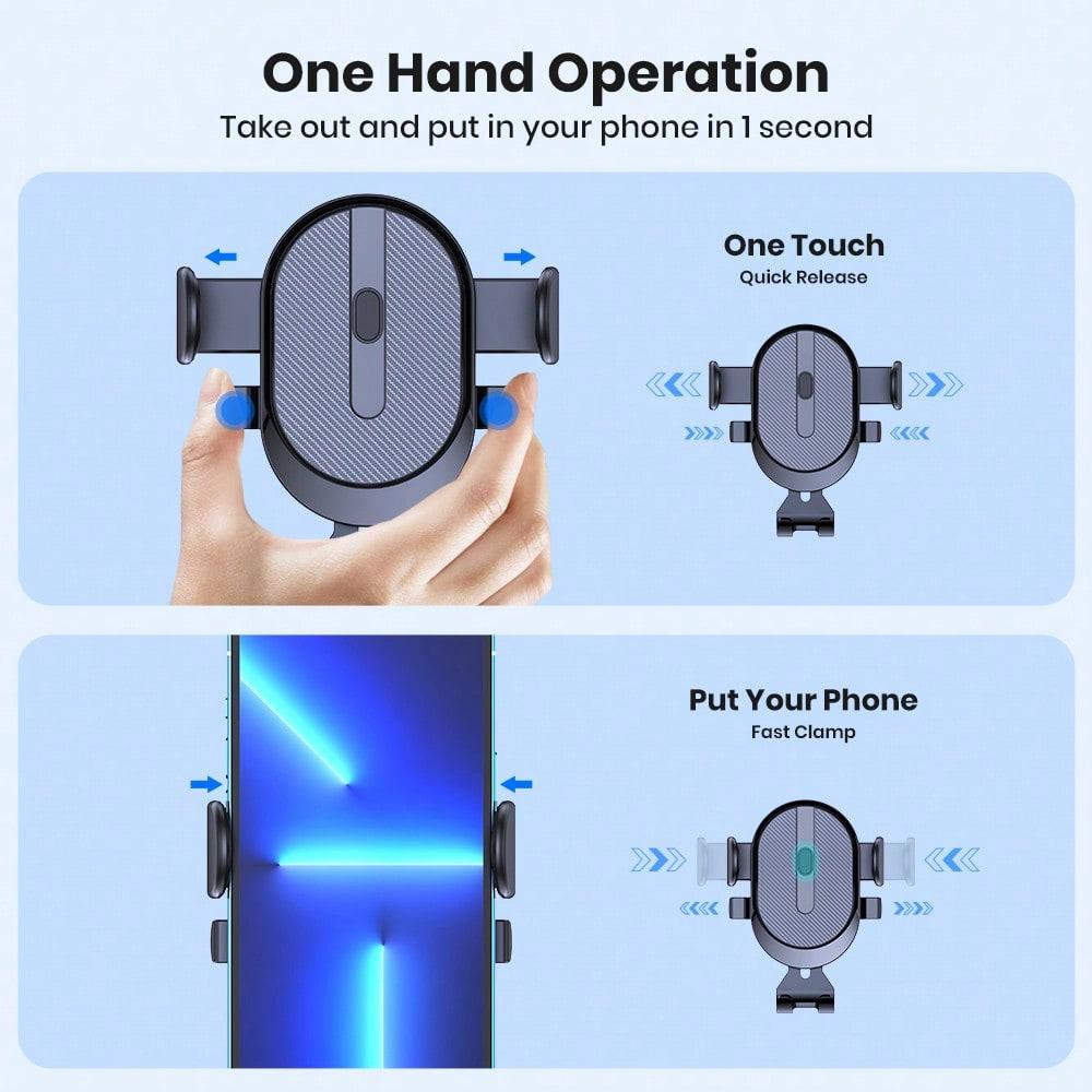 Car Phone Holder Mount, [Upgrade Auto Locking] Universal Phone Holder With Hook Clip For Car Air Vent Compatible With Cellphones