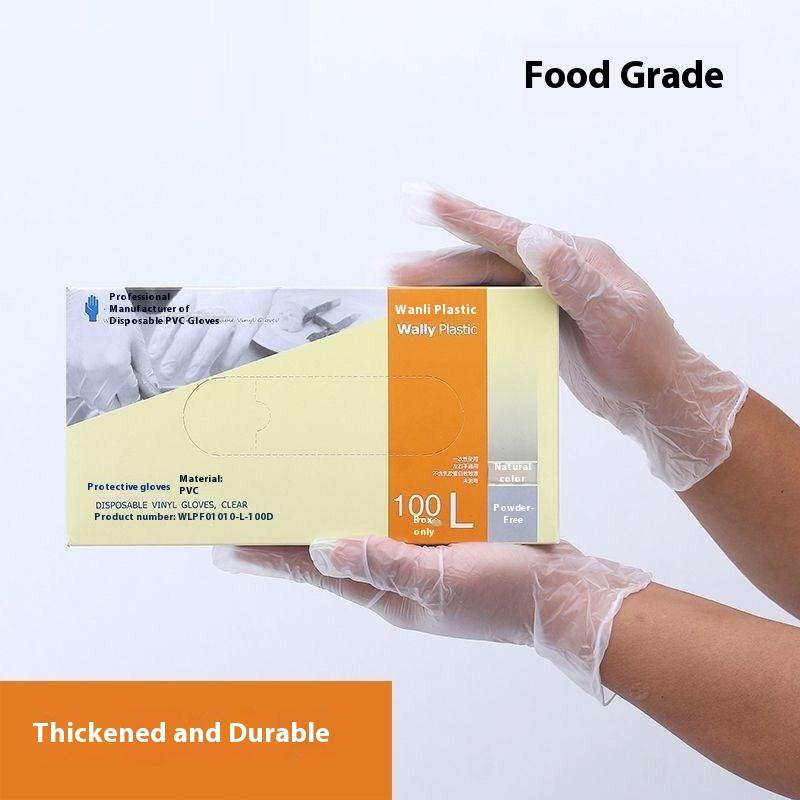 100 Pcs/Box Thickened Disposable PVC Gloves Food-Grade For Catering Kitchen Dishwasher Transparent Durable