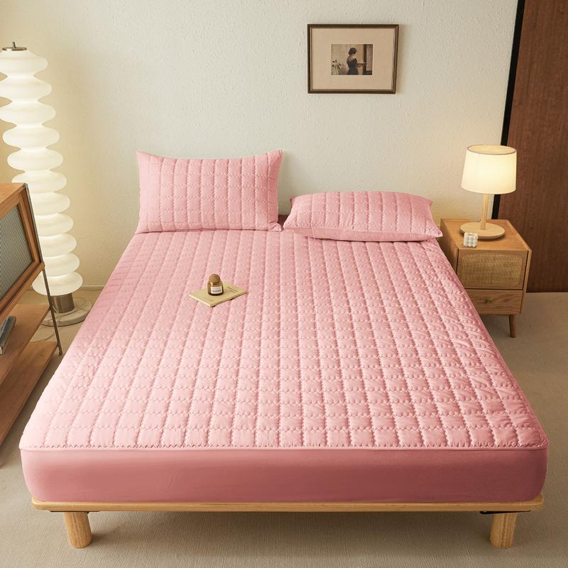 1 Simple Modern Square Waterproof Laminated Fitted Sheet, Solid Color Bed Cover For Bedroom, Bedding(Excluding Pillowcase)