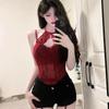 Sexy sexy underwear pure lace neck sling vest Spice girl slim fit uniform suit qqny