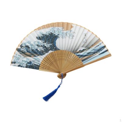 Leque de Mão Chinês Dobrável Vintage Oceano Taichi para Festa Dançante