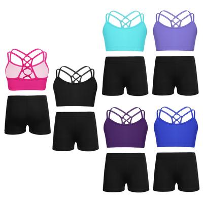 Ensemble de vêtements de danse classiques pour enfants filles, débardeur avec short, vêtements de gymnastique, de sport, de Yoga, tenues athlétiques