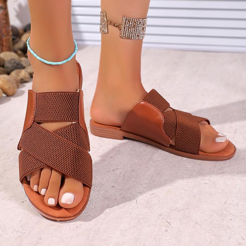 New Women Flat Sandals Leather Cross Strap Rome Style Summer Ladies Shoes Buckle Strap Casual Slippers Zapatos De Mujer