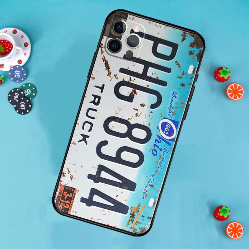 Retro Funny License Plate Phone Case For iPhone 17 Air 14 16 15 11 12 13 Pro Max 12 13 Mini 15 16 Plus 16e Cover Funda