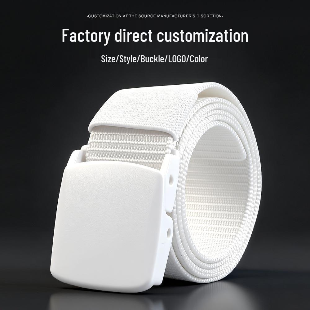 Stylish White Woven Nylon and Leather Belt for Stage Performance or Military Training