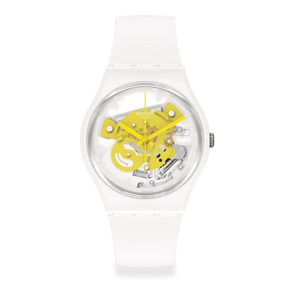 Swatch TIME TO YELLOW Small Gent Watch SO31W105 Yellow Dial Stainless Steel Band Quartz