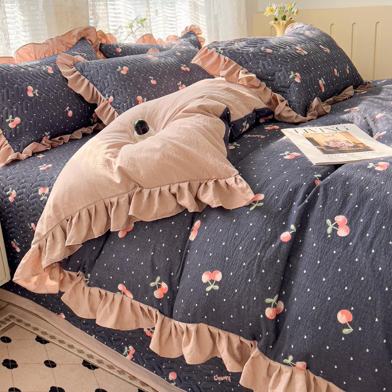 Mei Yun Ge Yun Gan Jacquard Double layer Yarn Bed Cover Han Edition Four piece Set