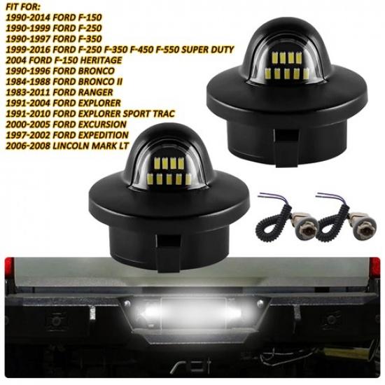 For Ford F150 F250 F350 LED License Plate Light w/ Wiring harness Sockets White