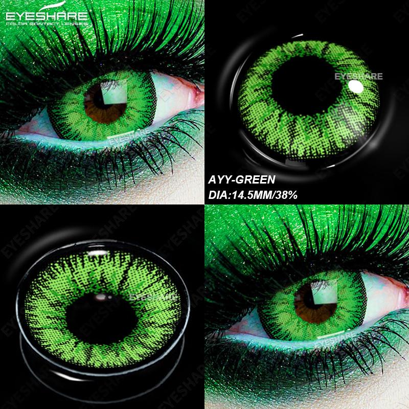 

EYESHARE 2 шт. Косплей Цветные контактные линзы для глаз Зеленые линзы для глаз Красота Макияж Зрачки на Хэллоуин