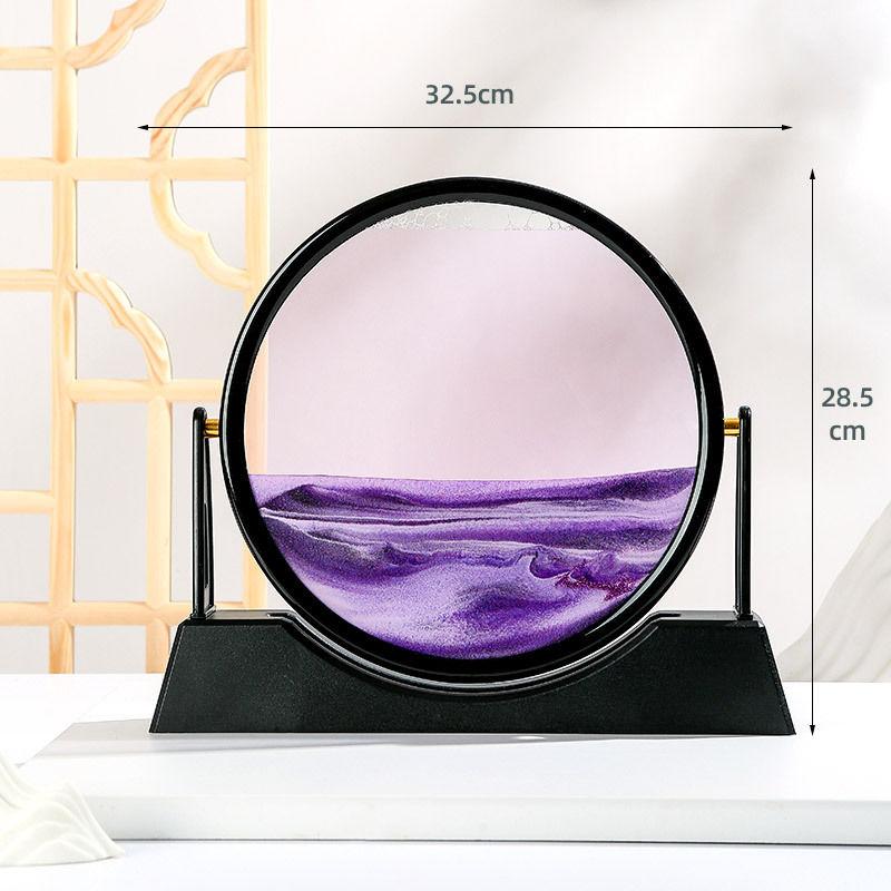 Klepsydra 3D Ruchomy piasek Sztuka Górski przepływ Piasek Obraz Okrągły Szkło Dynamiczny Wyświetlacz Piasek Ruchomy dla Relaksujących Ozdób Biurkowych