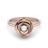 925 Sterling Silver Rose Vermeil 3 MM Round Pearl Blossom Rose Flower Women Wedding Ring