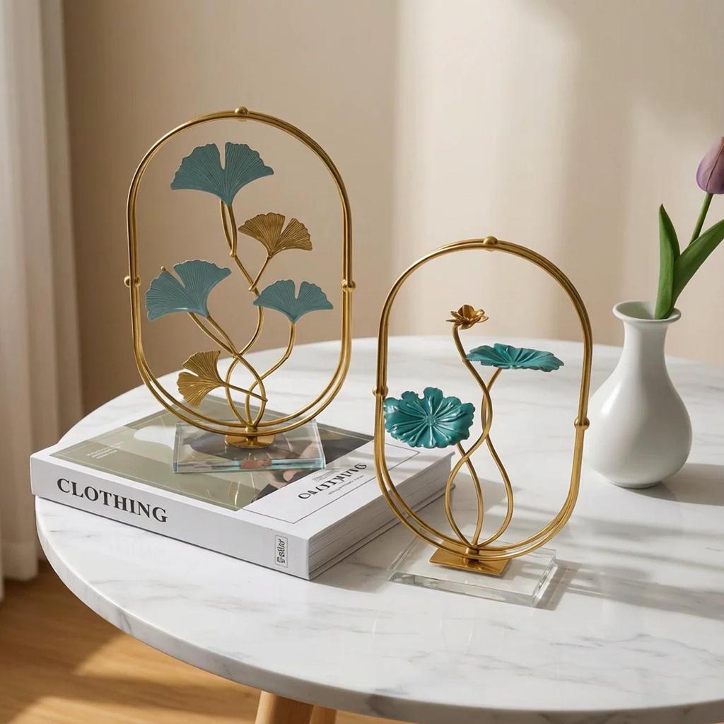 Contemporary Metal Lotus Leaf Ornament for Living Room, Entrance, or Hotel Decor