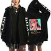 Anime Zero Two Darling In Franxx Hooded Zip-Up Sweatshirt Mens Oversized Fleece Lined Casual Pullover