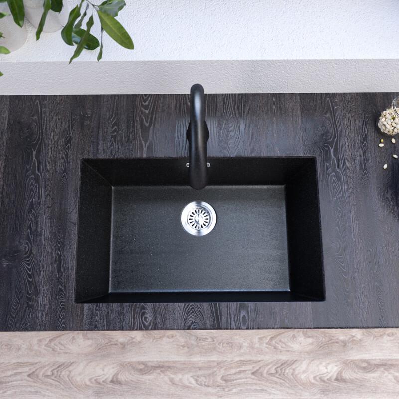 TLXT Black Quartz Undermount Kitchen Sink