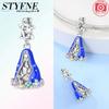 Authentic Blue Doll Girl Pendant Angel Religious Cross Bead Charms Compatible With Bracelets Copper Women Diy Fine Gift Necklaces Accessory Set