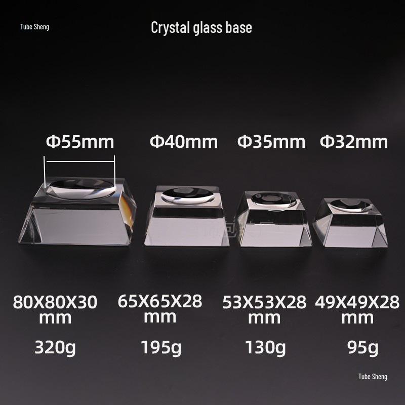 Transparent Trapezoidal Crystal Glass Ball & Mineral Display Stand