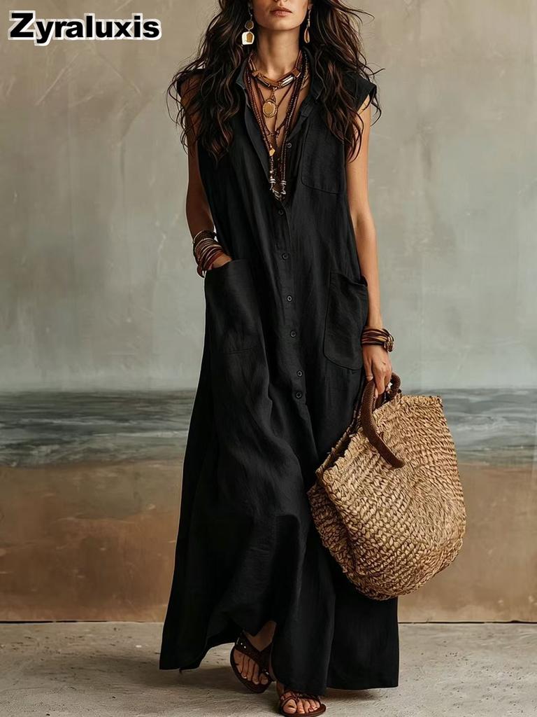 Summer New Style Chic Off-Shoulder Bohemian Ruffled Loose Shirt Dress