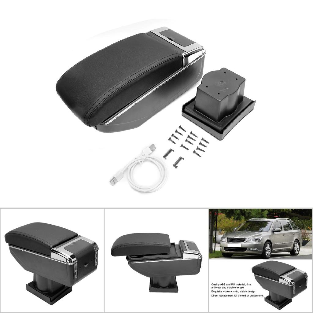 Schwarze Mittelarmlehne Aufbewahrungsbox Passend für Skoda Octavia A5 Autoinnenraumzubehör