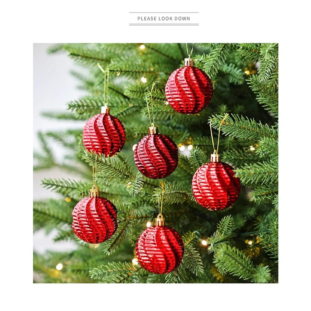 6CM Transparent Electroplated Plastic Christmas Ball Ornaments Set Hanging Decor Suitable For Holiday Tree And Party Decoration