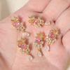 Multicolor Zirconia Floral Leaf Copper Charms, Golden Plated DIY Pendants for Earring Necklace Craft Making