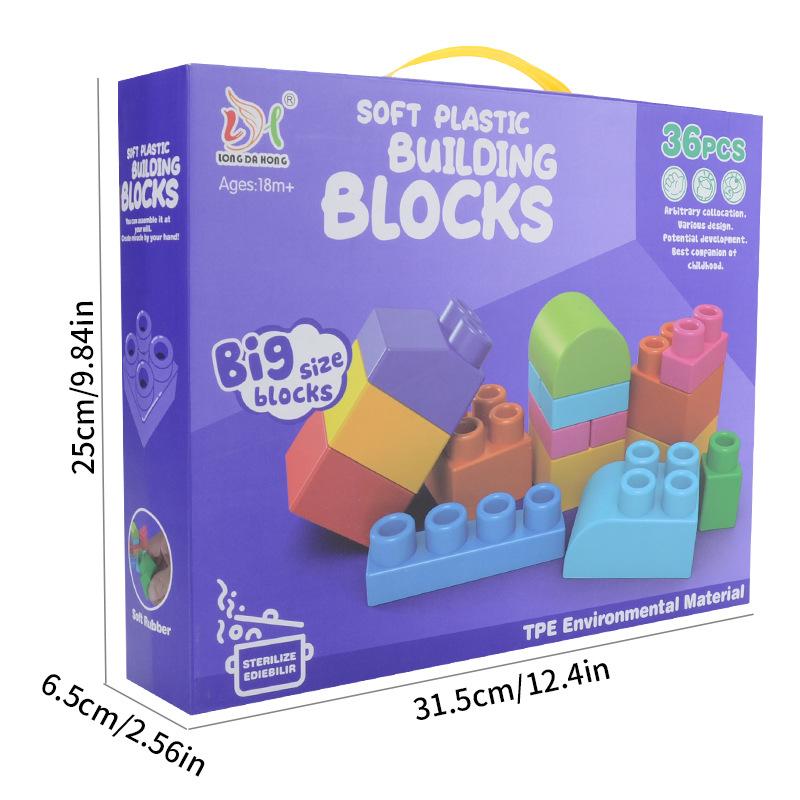 Baby Large Particle Soft Rubber Building Block Set, Children'S Diy Splicing Baby Educational Toys 0-3 Years Old