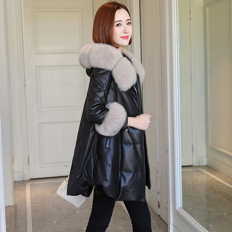 New Leather Down Cotton Clothes Women's Coat Medium and Long Imitation Sheepskin Clothes Women's Loose Thickened Fur
